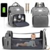 SAC DODO 01 Sac à Dos Multifonction 3-en-1 avec Lit Bébé Intégré et Port USB
