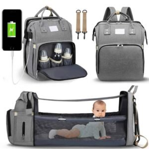 Sac à Dos Multifonction 3-en-1 avec Lit Bébé Intégré et Port USB