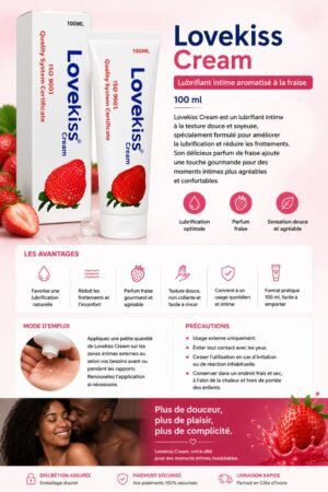 Lovekiss Cream – Lubrifiant Intime Aromatisé Fraise 100 ml